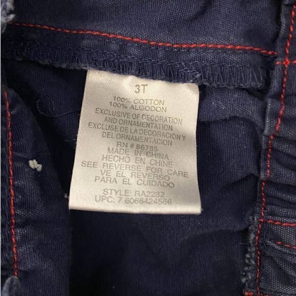 Vintage Raggedy Ann & Andy Navy Shortall Bibs Size 3T - Picture 4 of 4